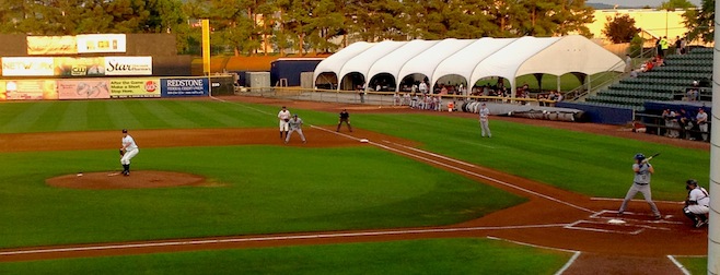 First pitch of Thursday night's game in Huntsville (Ourvalleyevents.com)