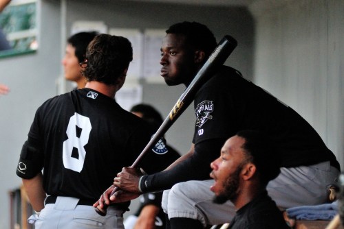 James Jones relaxes in the Generals dugout while awaiting Thursday night's game that was rained out (Roger C. Hoover)