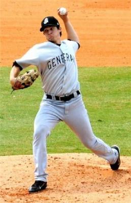 Anthony Vasquez delivers a pitch during game 2 of last night's doublheader. 